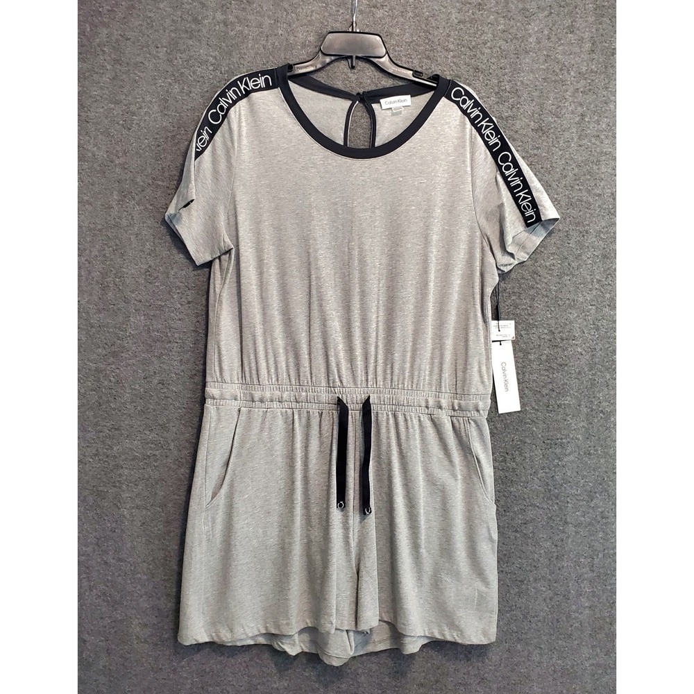 Calvin Klein Dress Jumpsuit Romper Womens Size XL Heather Gray Shortalls NWT